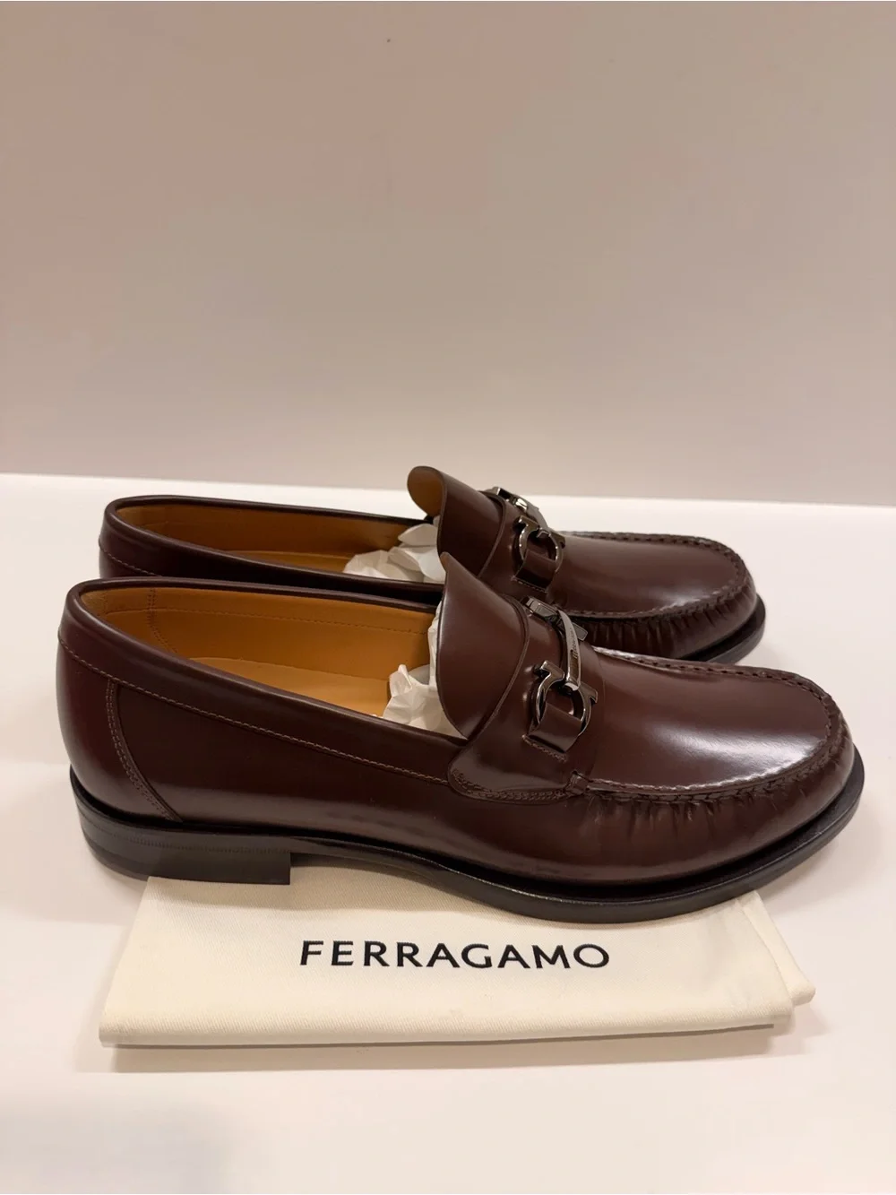 Salvatore Ferragamo Fort Cocoa Brown Calf Leather Bit Loafers Men’s 11E (Narrow)